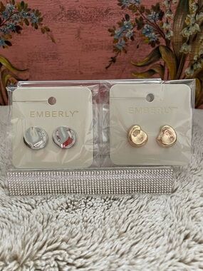 Emberly Mixed Metal Stud Earring Duo - Silver & Gold